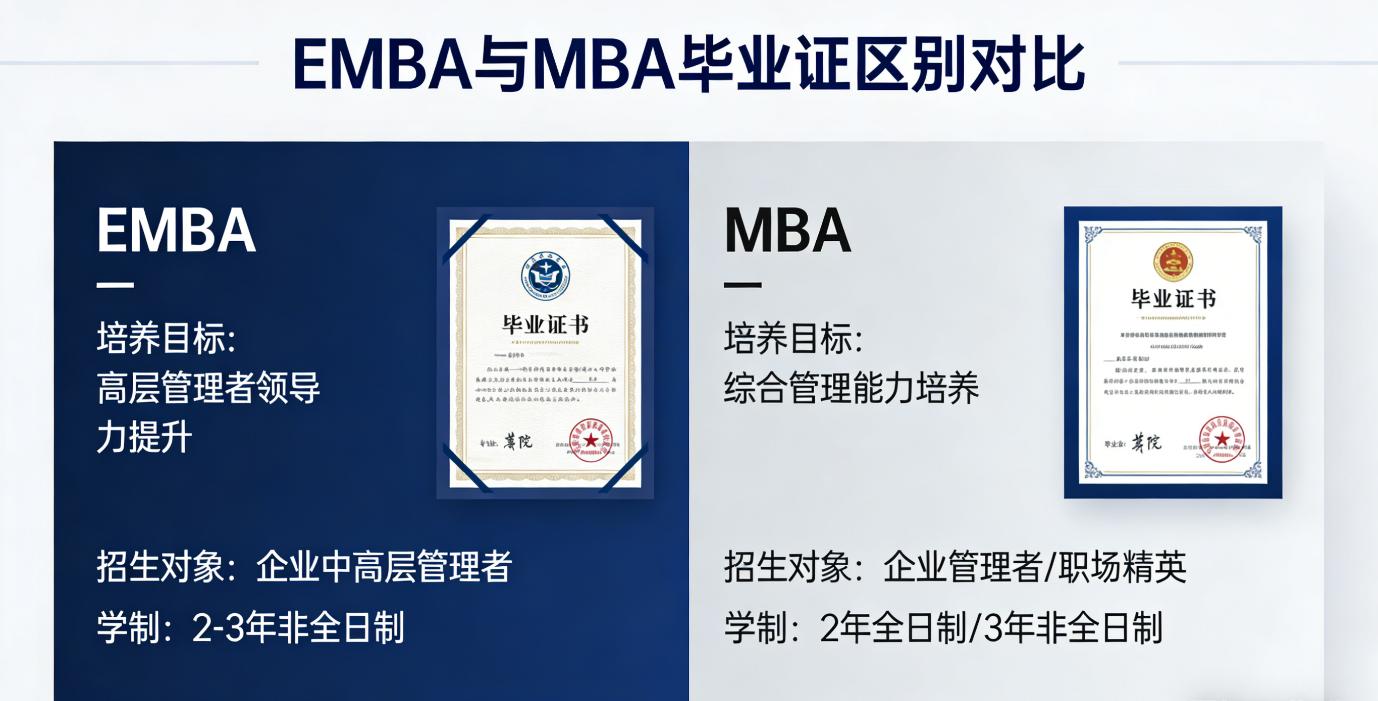 EMBA和MBA畢業(yè)證有什么區(qū)別？2026證書真相一次說清