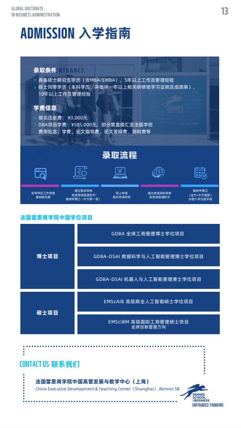 機器人與人工智能方向-全球工商管理博士（GDBA in R&Al）簡章-法國雷恩商學院