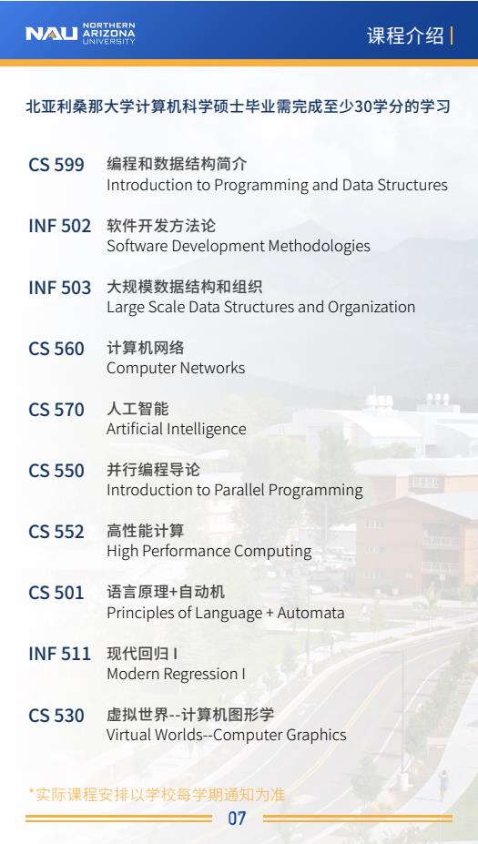 美國北亞利桑那大學計算機科學碩士NAU MSCS簡章